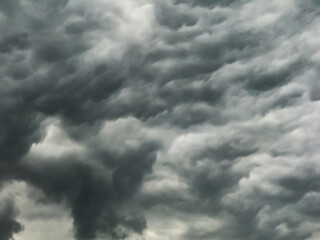 Dark overcast cloudscape with rolling layered formations