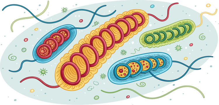 Bold Spirochete Bacteria with Vibrant Colors