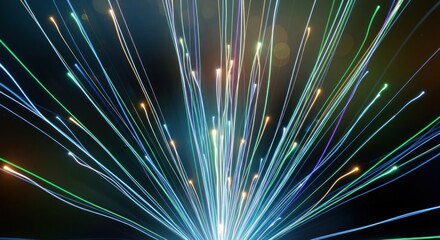 Radiant Streams of Light: A dynamic convergence of vibrant energy and light trails creating a