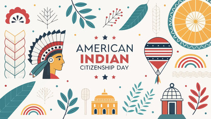 Colorful American Citizenship Day Illustration Isolated