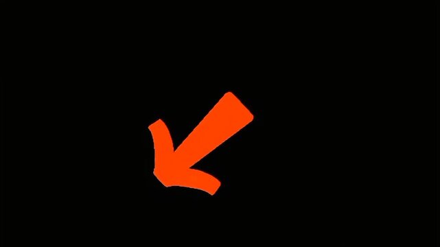 A video showcasing a large orange arrow pointing left on a black background
