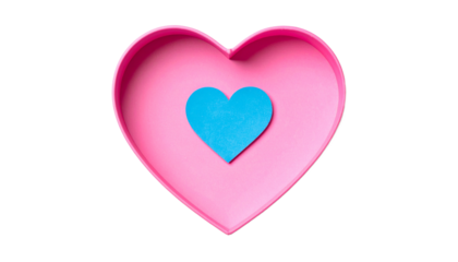 Pink heart with smaller blue heart inside