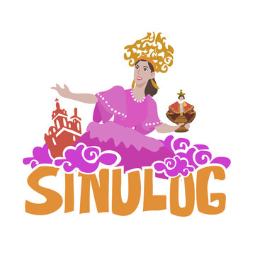 Cebu Sinulog Philippines Vector Art - Colorful Flat Design with Festival Queen, Santo Ni&ntilde;o & Abstract Elements