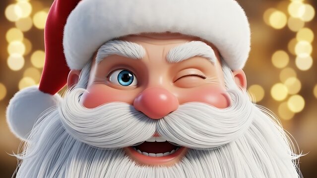 Jolly Santa Claus winking with festive holiday cheer