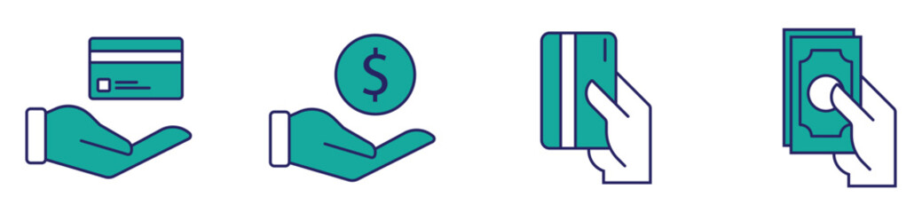Financial Payment and Banking Hand Holding Card Icons