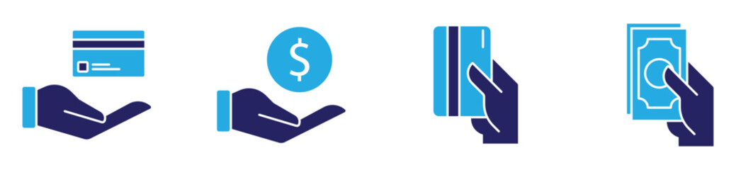 Digital Banking and Credit Card Transaction Hand Icons