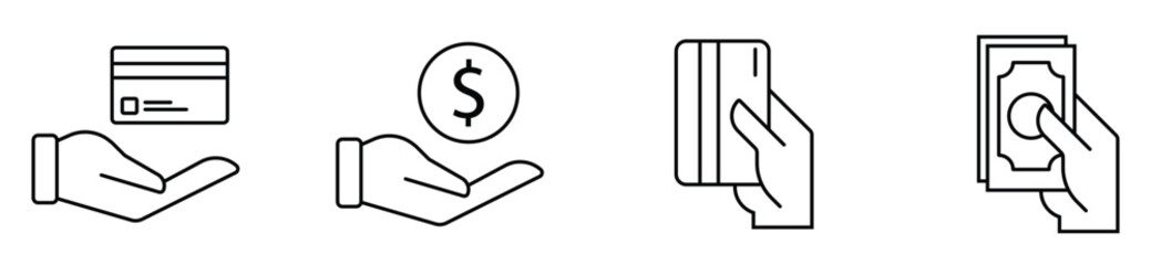 Hands Holding Credit Cards Icons for Digital Payment and Banking