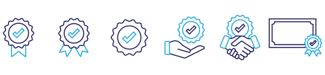 Verified and Approved Quality Certification Icon Set
