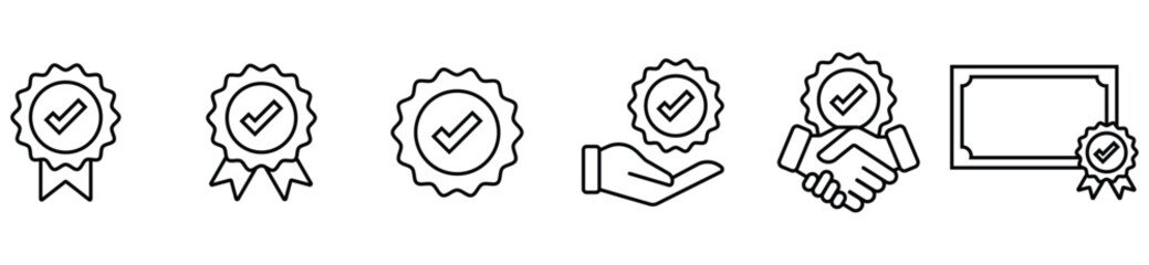 Quality Certificate Vector Icons with Check Marks for Approved Standards