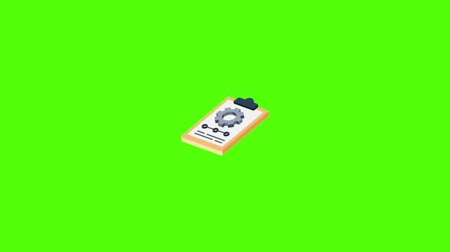 Clipboard Document Icon Animation On Green Screen Background