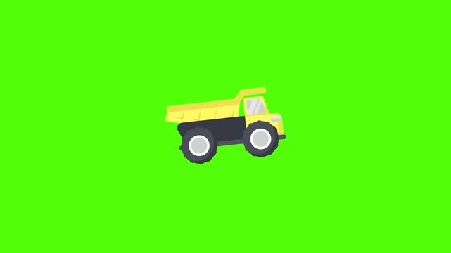 Dump Truck Construction Vehicle Transport Icon Animation On Green Screen Background