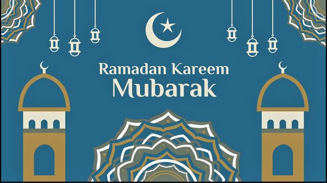 Modern Ramadan Kareem text animation with simple motion graphic, suitable for Islamic holiday promotion and religiou visual content.