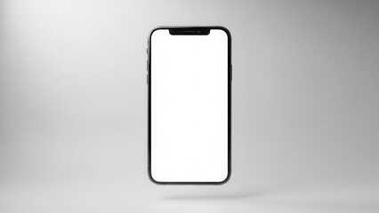 Floating Black Smartphone Mockup with Blank White Screen