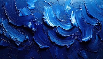 Abstract Blue Oil Paint Swirls Texture Background.