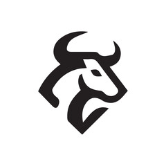 Abstract minimalist bull head logo design on a white background