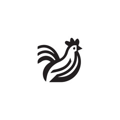Minimalist black and white rooster icon design for branding