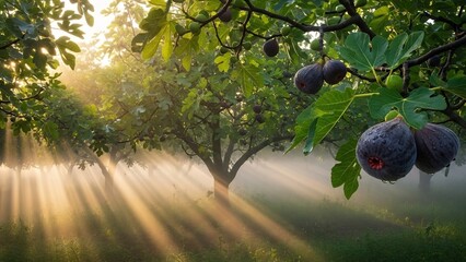 햇살 가득한 무화과 나무, 평화로운 아침 풍경
