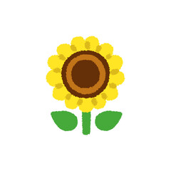 ひまわり 夏 花 手描き パステル かわいい イラスト