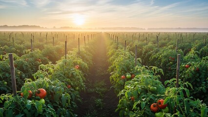 햇살 가득한 토마토 밭, 풍요로운 아침