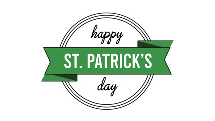 Happy St. Patrick's Day green ribbon and circle festive greeting graphic