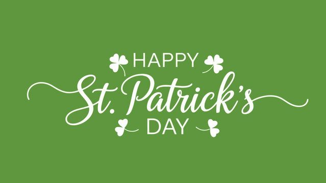 Happy St. Patrick's Day Greeting with Shamrock Accents on Green Background