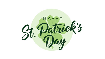 Obraz premium Happy St. Patrick's Day Greeting with Clover and Festive Green Calligraphy