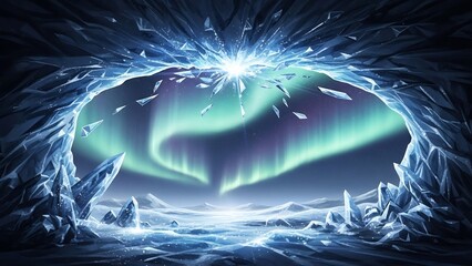 신비로운 얼음 동굴 속 빛나는 오로라 풍경