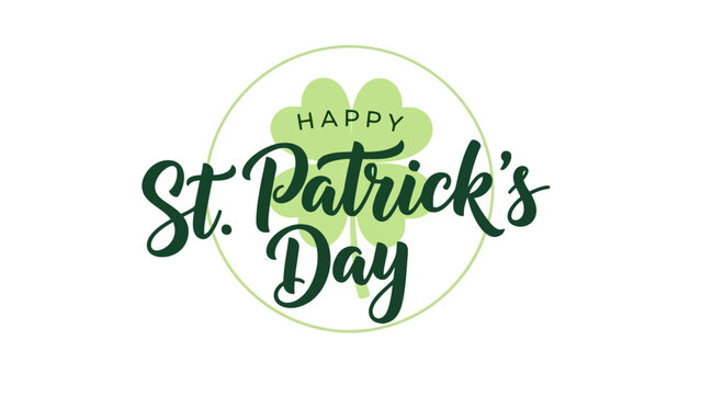 Happy St. Patrick's Day Greeting with Shamrock and Green Circle