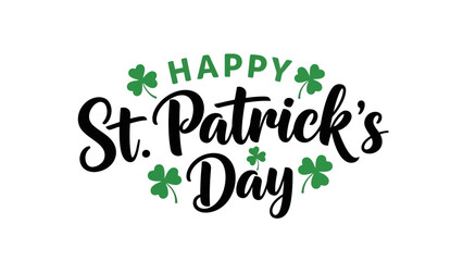 Happy St. Patrick's Day greeting with green shamrocks and festive lettering