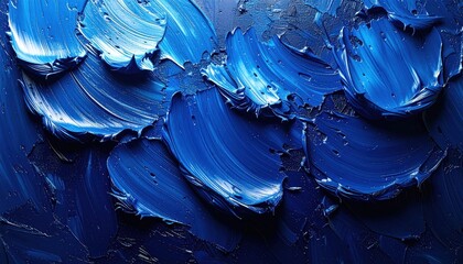Abstract Blue Oil Paint Texture Close Up Macro Shot.
