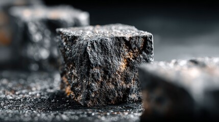Artisanal Cubes: A macro shot, showcasing raw and rough hewn stone cubes, hinting at a sense of artisanal craftsmanship and rustic charm.