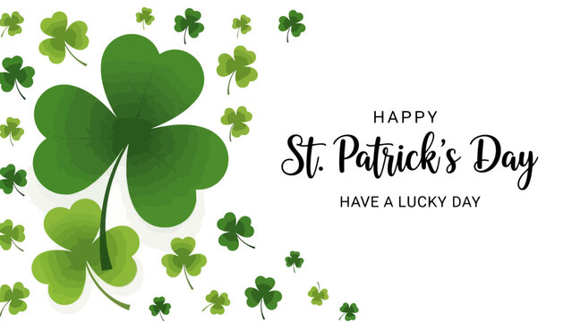 Happy St. Patrick's Day Greeting with Lucky Shamrocks and Festive Wishes