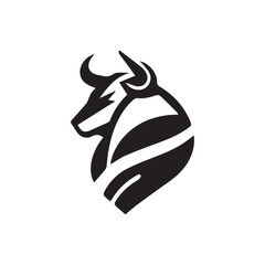 Abstract black bull head logo design on white background