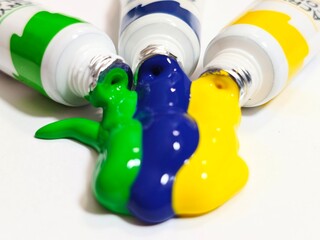 Colorful Paint Tubes and Squeezed Paint.