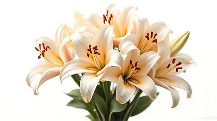 Obraz premium White Lily Bouquet with Soft Peach Center in Studio