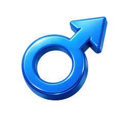 Shiny Blue Metallic Male Symbol With Arrow Pointing Upwards and Circle