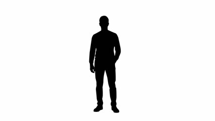 Silhouette of a man standing confidently against a white background. © Nabil