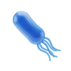 Transparent Blue Rod Shaped Bacteria With Flagella Microscopic View
