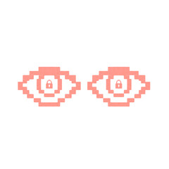 Obraz premium Pixel art eyes with padlocks symbolizing digital security and privacy