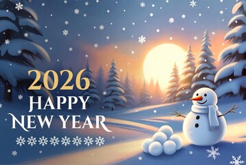 Fototapeta premium 2026 Happy New Year Greeting Card – Festive Celebration Design