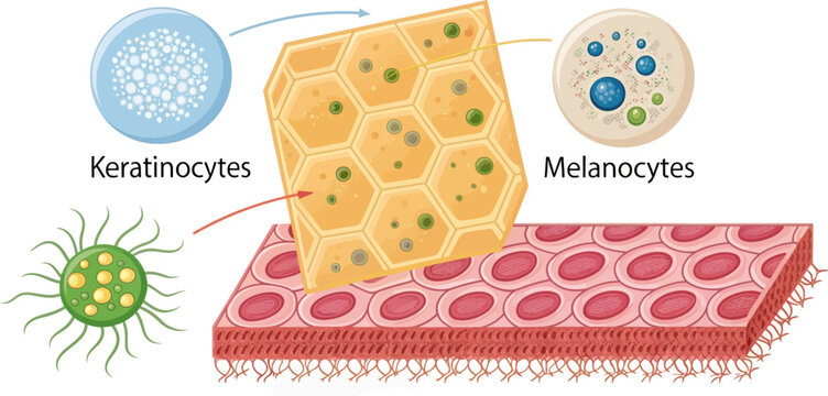Vector Skin Cells Keratinocytes Melanocytes Detailed Illustration