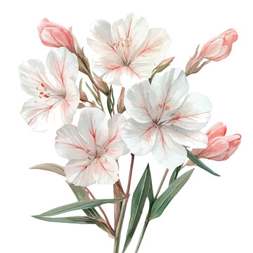 watercolor of Gaura Flower graphic, isolated on a white background.