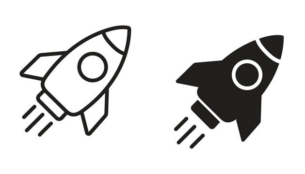 Rocket Launch Icons Set &ndash; Startup Growth, Business Launch and Speed Concept Symbols Isolated on White