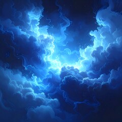 Glowing ethereal blue clouds in a dynamic, swirling composition
