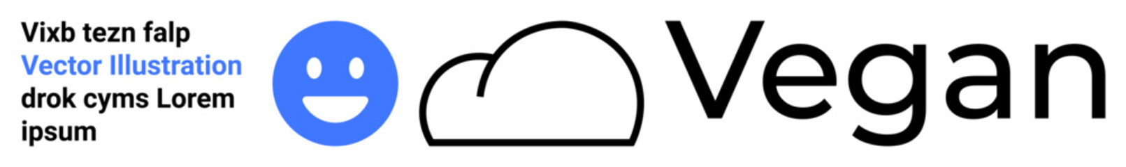 Fototapeta premium Veganism, sustainability, plant-based living, eco-friendly concepts, minimalism, lifestyle branding. happy face next to a cloud outline and the word Vegan. Veganism and sustainability