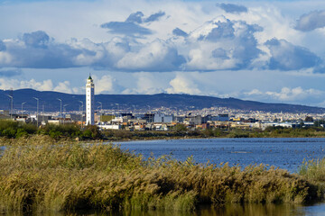 Fototapeta premium Mosquée sur les ives d'une zone humide à Tunis