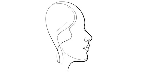 Modern Literary Fiction Line Art Face Silhouette