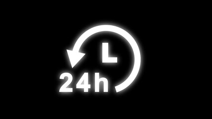 Abstract 24 hours clock with circle arrow. Clock timer, time passage waiting time animation. Stopwatch animated icon clock with moving arrows simple animation.