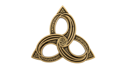 Bronze Celtic Knot Triquetra Symbol Isolated on White Background.