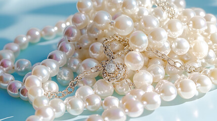 pearl necklace on white
